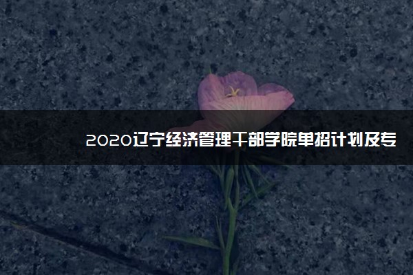 2020辽宁经济管理干部学院单招计划及专业