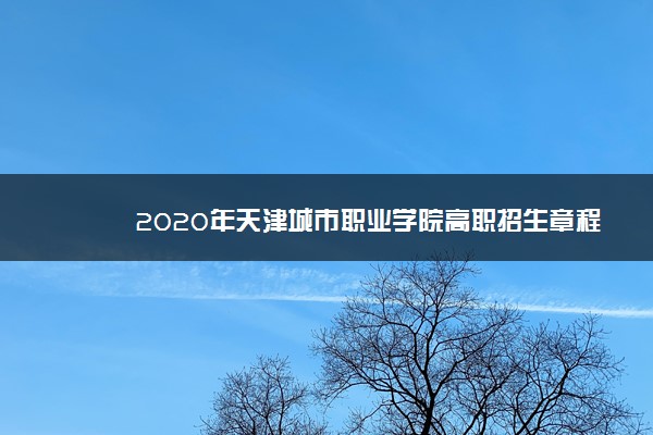 2020年天津城市职业学院高职招生章程