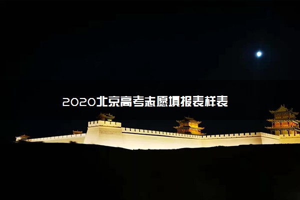 2020北京高考志愿填报表样表