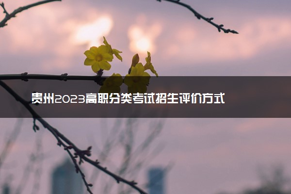 贵州2023高职分类考试招生评价方式