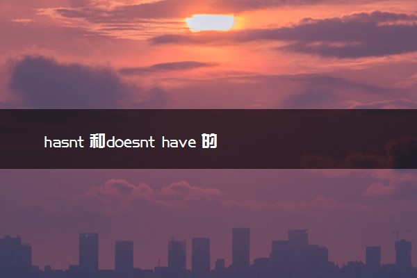 hasnt 和doesnt have 的区别
