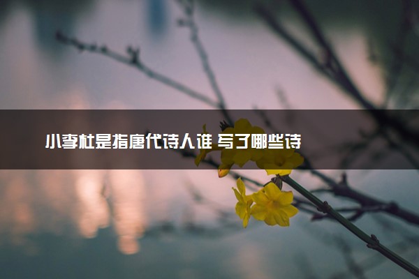 小李杜是指唐代诗人谁 写了哪些诗