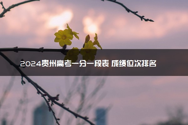 2024贵州高考一分一段表 成绩位次排名【历史类】