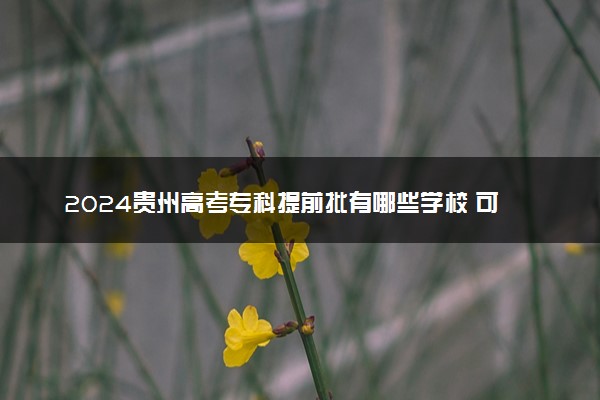 2024贵州高考专科提前批有哪些学校 可报考院校名单