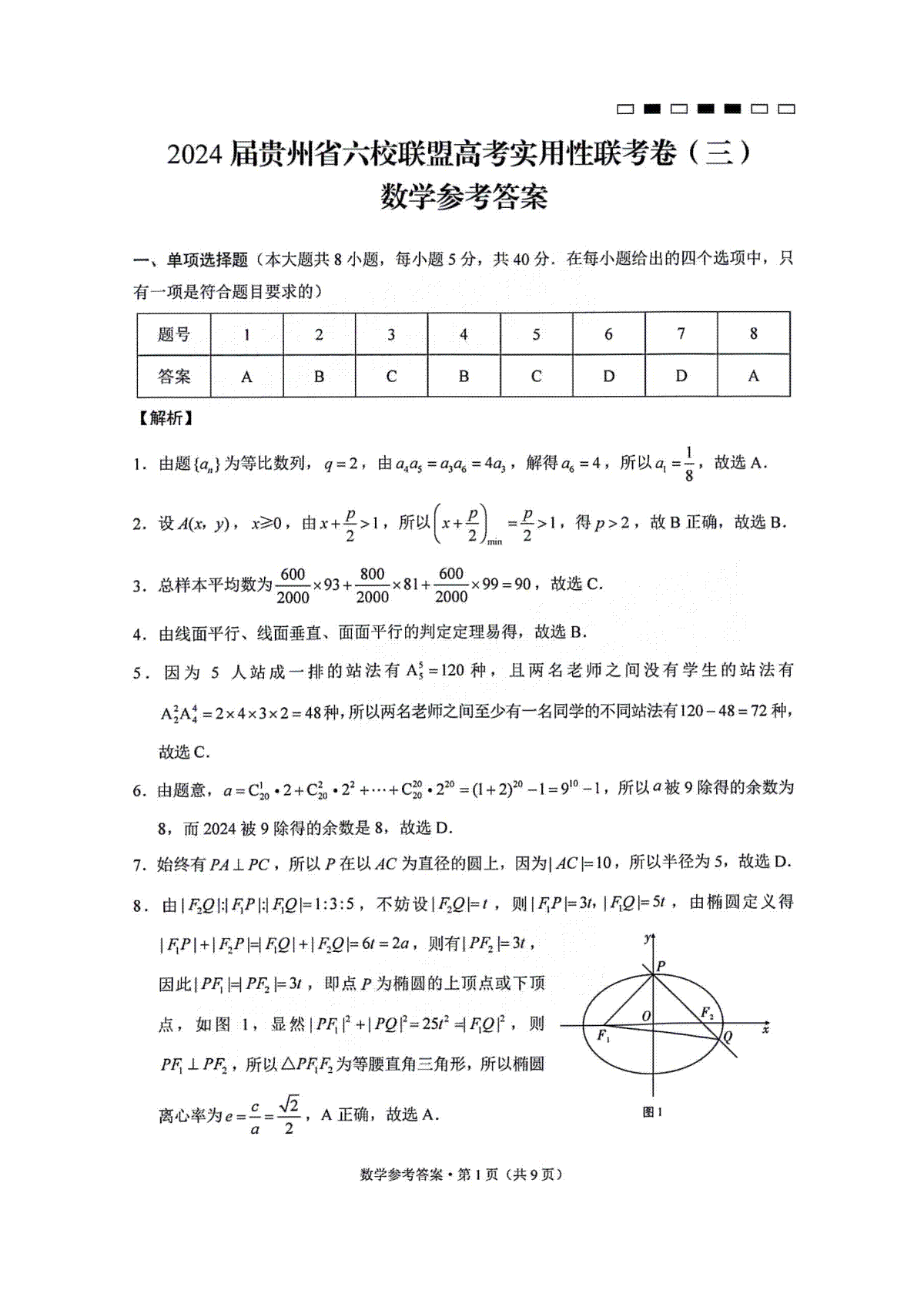 2_2024贵州省六校联盟高考实用性联考卷（三）数学参考答案