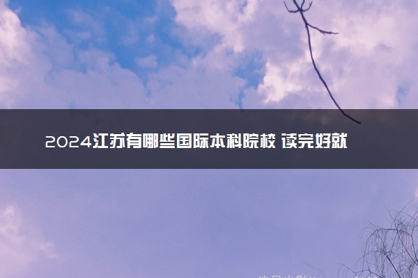 2024江苏有哪些国际本科院校 读完好就业吗