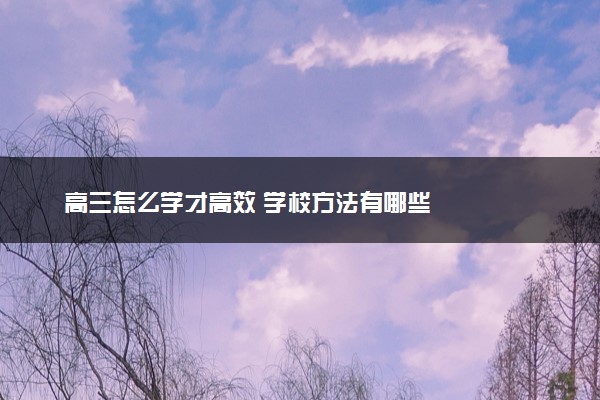 高三怎么学才高效 学校方法有哪些