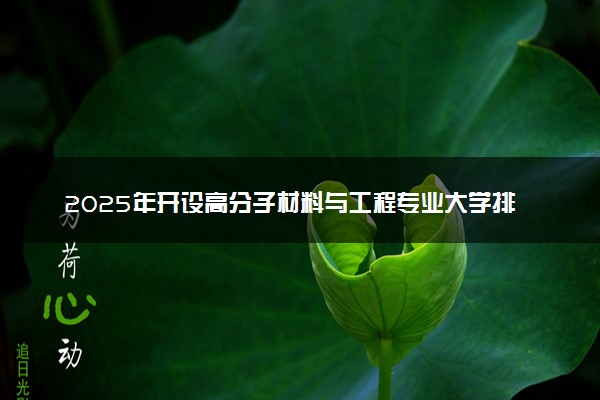 2025年开设高分子材料与工程专业大学排名及评级 高校排行榜