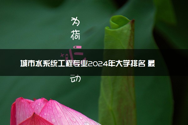 城市水系统工程专业2024年大学排名 最好的大学排行榜