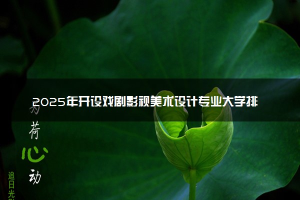 2025年开设戏剧影视美术设计专业大学排名及评级 高校排行榜
