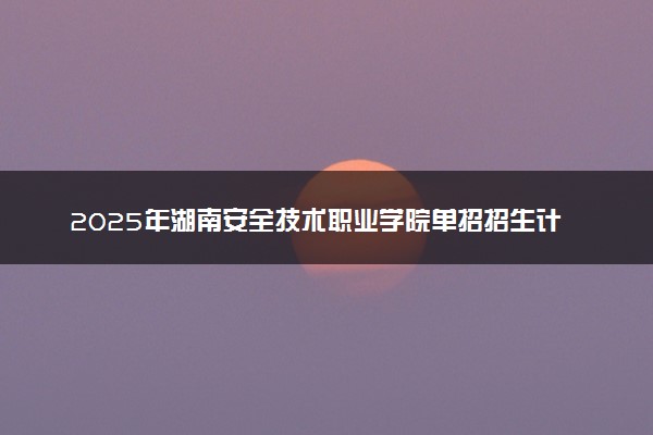 2025年湖南安全技术职业学院单招招生计划及专业
