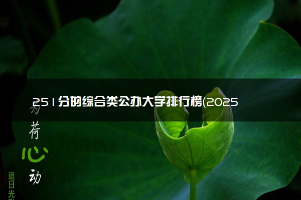 251分的综合类公办大学排行榜（2025考生参考)