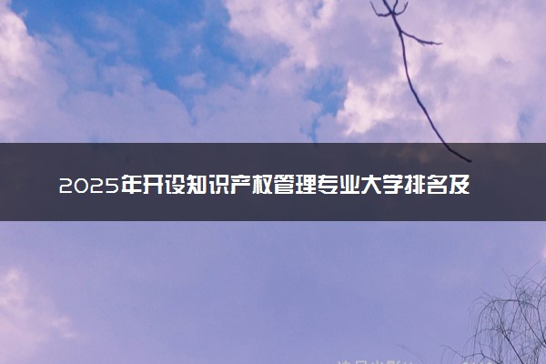 2025年开设知识产权管理专业大学排名及评级 高校排行榜