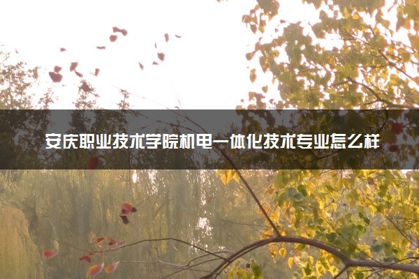 安庆职业技术学院机电一体化技术专业怎么样 录取分数线多少