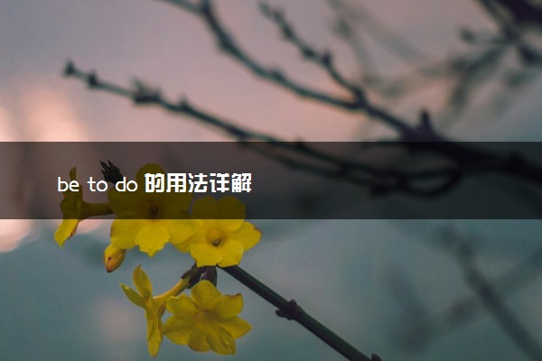 be to do 的用法详解