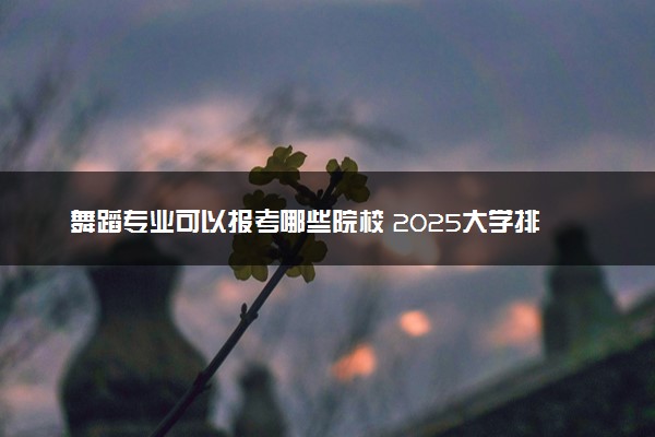 舞蹈专业可以报考哪些院校 2025大学排名一览