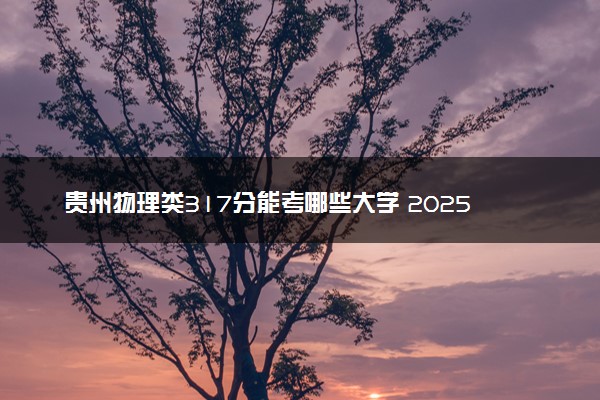 贵州物理类317分能考哪些大学 2025考生稳上的大学名单