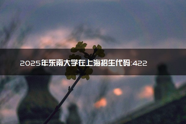 2025年东南大学在上海招生代码：422 专业代码及报考指南