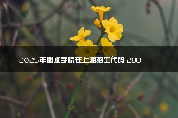 2025年衡水学院在上海招生代码：288 专业代码及报考指南