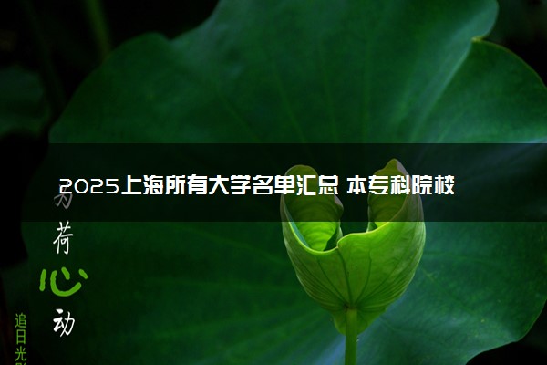2025上海所有大学名单汇总 本专科院校排名及分数线