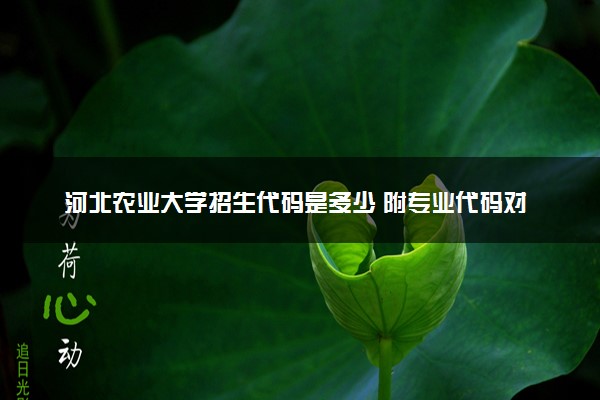 河北农业大学招生代码是多少 附专业代码对照表（2025参考）