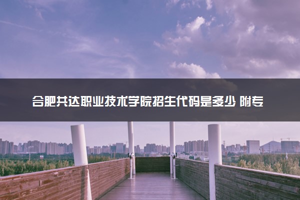 合肥共达职业技术学院招生代码是多少 附专业代码对照表（2025参考）