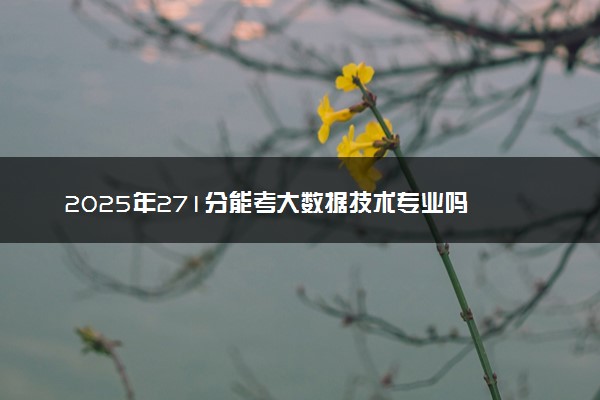 2025年271分能考大数据技术专业吗 271分大数据技术专业大学推荐