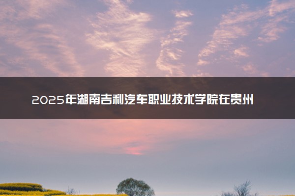 2025年湖南吉利汽车职业技术学院在贵州招生代码：1100 专业代码及报考指南