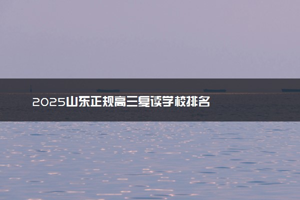 2025山东正规高三复读学校排名