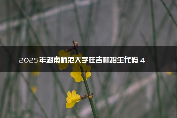 2025年湖南师范大学在吉林招生代码：4310 专业代码及报考指南