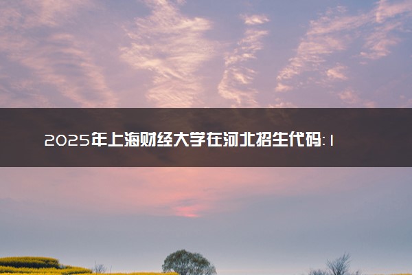 2025年上海财经大学在河北招生代码：1784 专业代码及报考指南