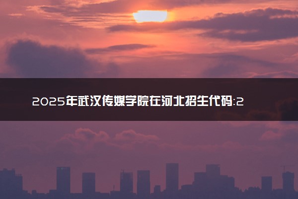 2025年武汉传媒学院在河北招生代码：2129 专业代码及报考指南